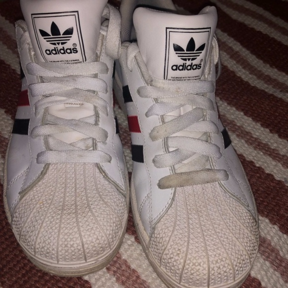 Adidas Ladies Sneakers, Red, White and Black